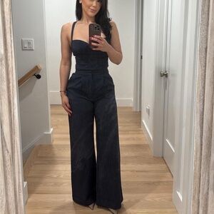 Princess Polly Navy Pinstripe Wide Leg Pants